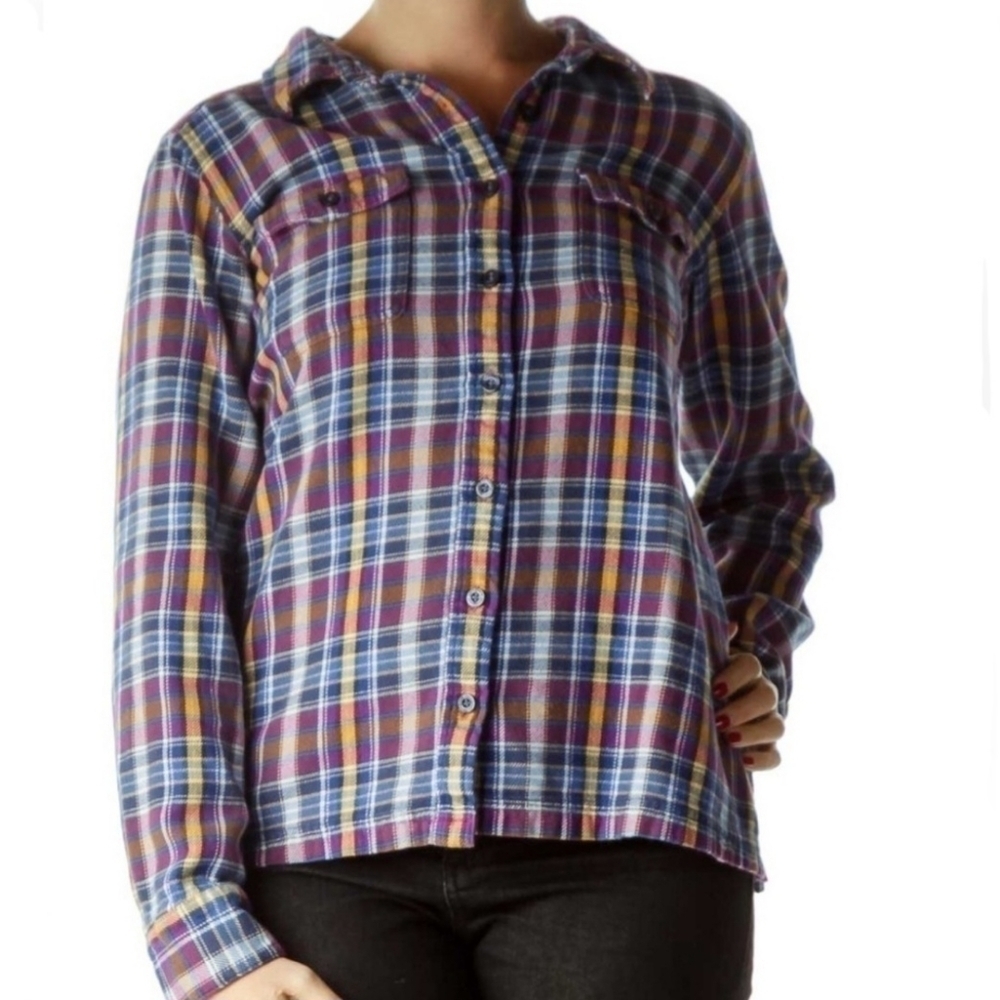 Patagonia Roadie Color Ikat Purple Long-Sleeved Fjord Flannel Shirt 10